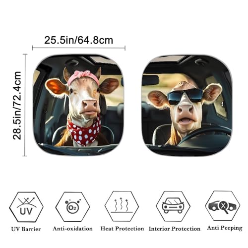 Image of Funny Cow Sun Shade for Car Windshield Foldable Front Windshield Shade for Sun Auto Vehicle Shield Reflector Blocking Screen Cover Fit Car Front Window for Trucks SUV Van