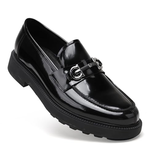 Image of Premium Mens Leather Dress Shoes, Classic Formal Alligator Printed Business Loafer Handmade Buckle Party Wedding Penny Shoes Father's Day Shoe for Men, Black