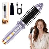 Cordless Hot Brush, 3 in 1 Cordless Curling Iron Brush, Hotbrush for Short Hair with 3 Temperature Settings, Heated Hairbrushes Rechargeable for Travel and All Types(Purple) - Image 1