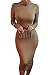 Pink Queen Womens Turtleneck Long Sleeve Knee Length Bodycon Midi Dress M Coffee