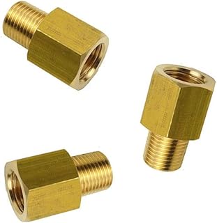 Yemtuls Brass Pipe Fitting Adapter 1/8 BSPT Male x 1/8 Female NPT Adapter British to US Gauge Sensor Sender Adapter Reducer Pack of 3