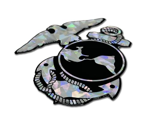 Image of Elektroplate US Marine Corps Insignia Premium Reflective Car Decal 3.25 inch | Officially Licensed USMC, Weatherproof Automotive Grade Metallic Domed Sticker - Water Bottle, Laptop & More; Made in the USA