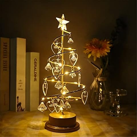 Ozinna Personalized Christmas Crystal Tree Lights Custom Family Name Tabletop Metal Christmastree Lamp Decoration Gifts for Women Wife Boyfriend Girlfriend Christmas (Heart-1-12 Names) Cover