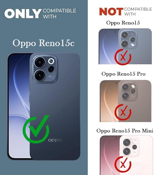 Image of Jkobi Shockproof Crystal-Clear Back Cover for Oppo Reno 15c (Anti Yellow Case | Drop & Camera Protection | Hard Polycarbonate)