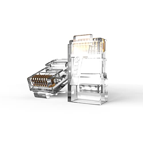 Oren CAT6 RJ-45 Connectors, 100-Pack, Standard Modular Plug Unshielded, Supports Solid or Stranded UTP Ethernet Cables