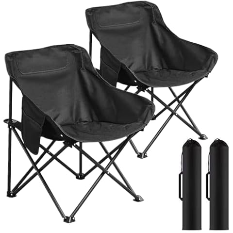 Ovyuzhen Portable Camping Chair, Enlarged Folding Chair with Carry Bag and Side Pockets Lightweight Heavy Duty for Outdoor Fishing Picnic Beach Hiking Backpacking Travel Cover