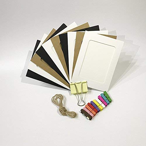 Jahosin 5X7In Paper Picture Frames,Diy Photo Frames Creative Linkage Mounted Cardboard With Flax String And Clips,3 Colors (10Pcs3Se Pf, 5X7) #TOP6