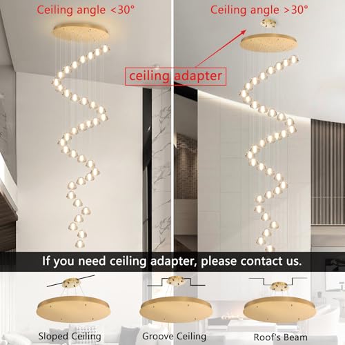 Image of 36 Light 216'' Long Large Crystal Chandeliers LED Chandeliers for High Ceiling Handing Light Fixture for Entrance Hallway Foyer Staircase Lobby Gold