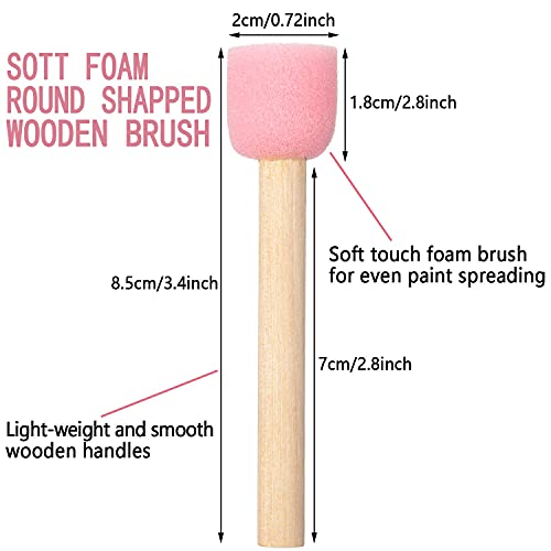 Whqxfdz 40 Pieces 0.8 Inch Round Sponge Foam Brush Set Paint Sponge Brush Wooden Handle Foam Brush Sponge Painting Tools For Painting Crafts(0.8Inch) #TOP1