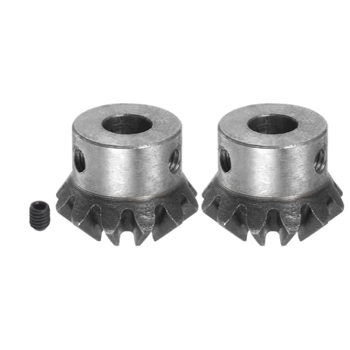 Image of HARFINGTON 2pcs Bevel Gear 1M 12 Teeth 8mm Shaft Hole 1:1 Tapered Bevel Pinion Gear 45# Steel 2 Module 90 Degree Steering Gear, for Hardware Mechanical Rotation