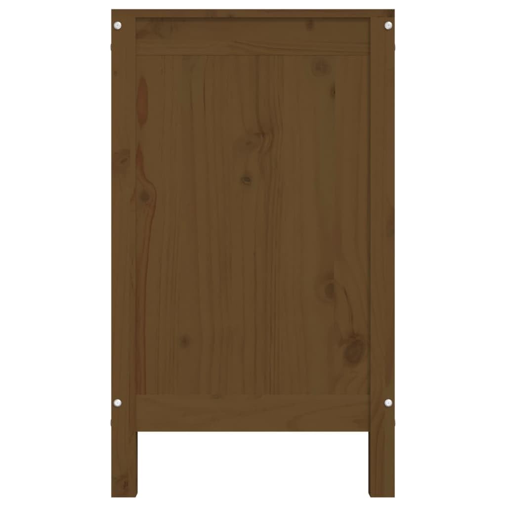 Wäschetruhe Honigbraun aus massivem Kiefernholz 88,5x44x76 cm mit Deckel und Fach, klappbar als Wäschesammler und Organizer für Badezimmer, Schlafzimmer, Waschküche, Kinderzimmer