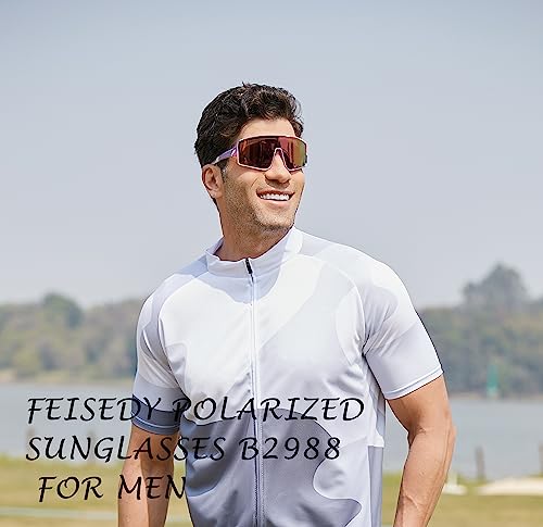 FEISEDY Sports Sunglasses, Polarized Oversized Shield for Women Men Youth, Baseball Cycling Running Outdoor Visor B2988 — view 3