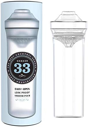 | Plastic Elite Cocktail Shaker Set | 24 OZ | Clear Bottle | Clear Dual Strainer | Dishwasher Safe, Shatterproof, Leakproof & Lightweight | Bartender | Lid Locking | Wedding Gift