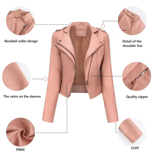 Women's Genuine Leather Jacket Slim Fit Motorcycle Style With Zipper For Spring Fall Outerwear4