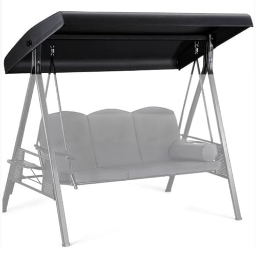 210D - Toldo de tela Oxford Hollywood para columpio de jardín de 3 plazas, resistente a la intemperie, repuesto superior para silla hamaca, color negro