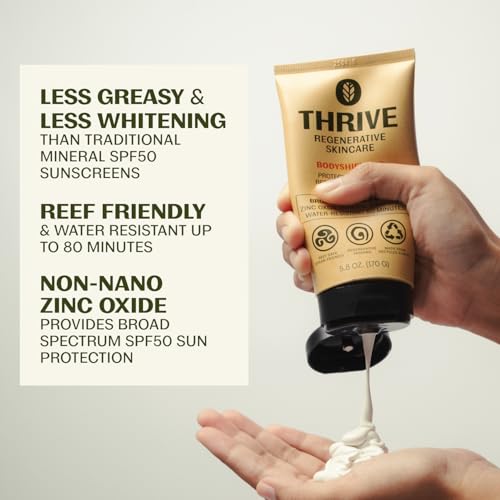Image of Thrive Natural Care Reef Safe Sunscreen SPF50 - Hawaii 104 Reef Act Compliant - Mineral Sunscreen Non-Nano Zinc Oxide - Vegan, (5.8 Oz (Pack of 1))