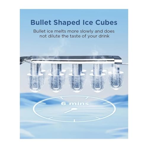 Máquina fabricadora de hielo portátil para encimera, con función de autolimpieza, produce 9 cubos en 6 minutos, incluye canasta y cuchara, para hogar/cocina/acampada/RV miniatura 6
