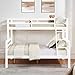 FLEXISPOT Twin Over Full Solid Wood Bunk Bed with Thick Posts,Wooden Bunk Bed with High Guardrail and Ladder for Kids, Teens, Dorm Rooms, and Guest Rooms,No Box Spring Needed,White