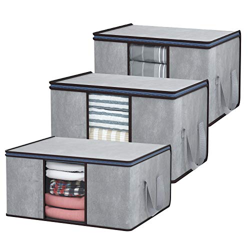 DIMJ Lot de 3 Sac de Rangement pour Couette, Sac de Rangement sous lit avec Fenêtre Transparent pour Couette Édredons Couvertures Oreillers Vêtements