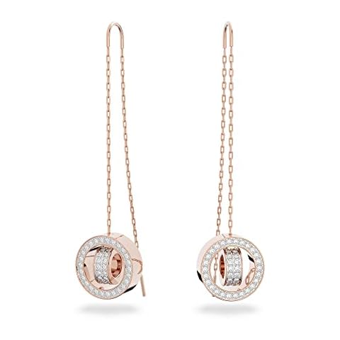 Swarovski White Crystal Drop Earrings in Rose Gold Cover
