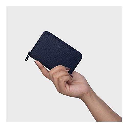 Image of DailyObjects Blue Nylon Women's Card Wallet | Made with Ballistic Nylon Material | Carefully Handcrafted | Holds up to 20 Cards | Slim and Easy to Fit in Pocket | Zip Closure | Made with Ballistic Nylon Material