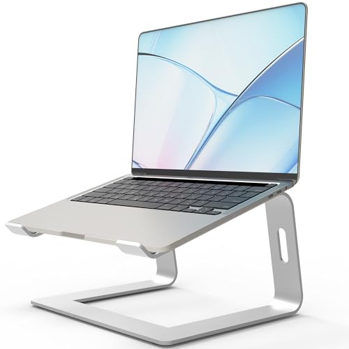 Orionstar Ergonomic Laptop Stand, Premium 5mm Aluminum Riser for 10-15.6 Inch Notebook Computer, Tool-Free Detachable Elevator Holder for Desk Office, Sturdy Riser for Eye-Level Neck Relief, Silver
