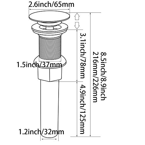 Bathroom Sink Drain, Vessel Sink Pop Up Drain With Detachable Basket Stopper,Anti-Explosion And Anti-Clogging Drain Strainer, Sink Drain Assembly Without Overflow Polished Chrome, REGALMIX RWF082A