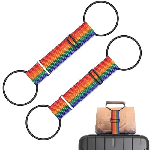 Image of 2Pcs Luggage Straps Bag Bungee Luggage Straps Suitcase Adjustable Belt,Add a Bag Easy to Travel Suitcase Elastic Strap Belt Luggage Accessories(Colorful-2Pcs)