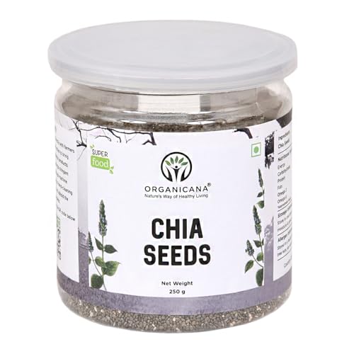 Image of Organicana Chia Seeds - 100% Natural & Unpolished Superfood | Rich in Omega-3, Fiber & Protein | Supports Weight Loss, Digestion & Energy