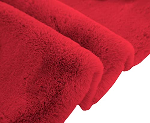 Image of Luxe Home Rabbit Fur Soild Bath Mat Super Soft, Anti-Slip, Washable, Rectangle, for Bathroom Door Mate, Bedroom Door Mats (Maroon, 45x75 cm)