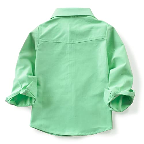 Image of OCHENTA Boys' Long Sleeve Button Down Cute Rabbit Casual Dress Easter Shirt | Oxford Cotton, Embroidered Bunny, Shirts for Boys School & Easter, Church, Wedding, Family Photos, Holiday Outfit