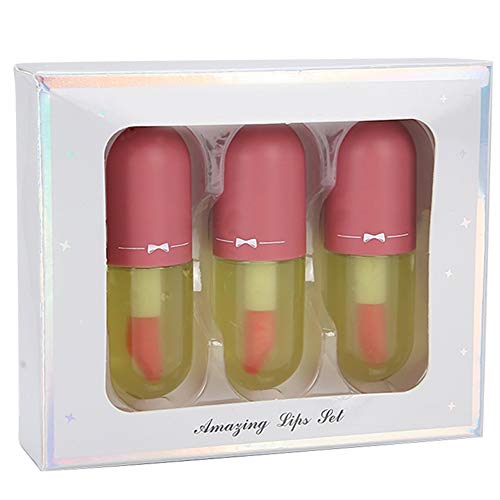 Brillo Hidratante para Labios, 3 Piezas, Relleno de Líquido para Labios, Lápiz Labial Líquido, Esmalte Labial, Decoloración, Lápiz Labial KY Antiadherente de Larga Duración para