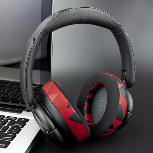 Image of SOULWIT Cooling Gel Earpads Replacement for Anker Soundcore Life Q30 /Q35 Headphones, Ear Pads Cushions with Ice Silk Fabric, High-Density Noise Isolation Foam - Red Storm