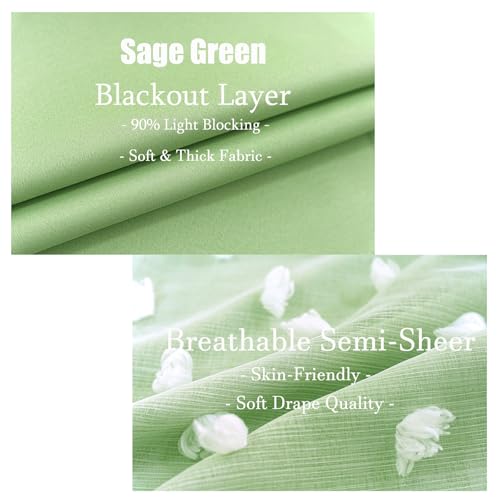 Image of Green Room Darkening Curtain for Girls Nursery Bedroom 52x84 Inch