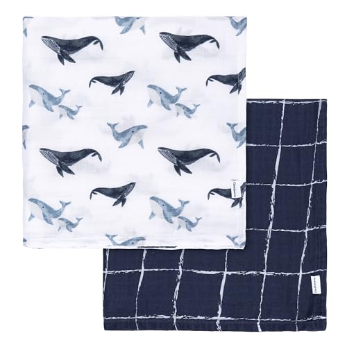 Image of Gerber Baby Unisex 2-Pack Muslin Blanket, Coastal Calm, One Size