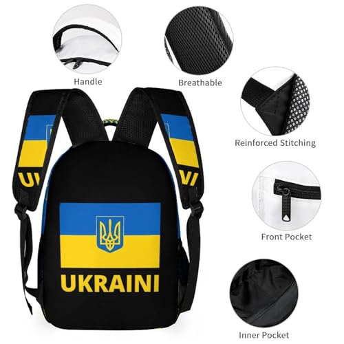 Ukrainian Flag Cute Backpacks Set Lightweight Lunch Bag Aesthetic Pencil Cases for Travel Work3