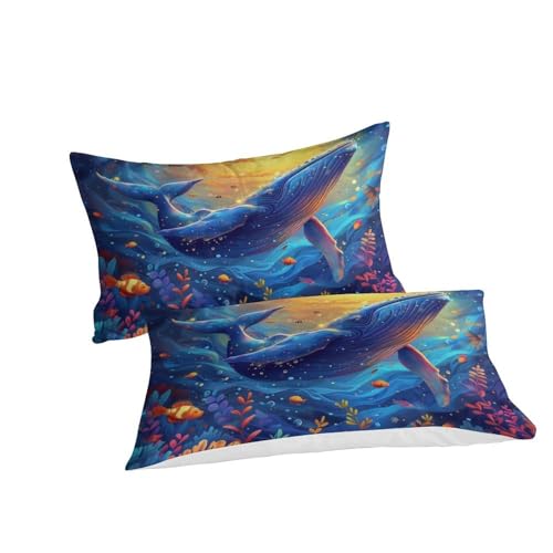 Housse de couette baleine anti-plis en microfibre douce avec fermeture éclair