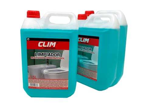 Climprofesional. Limpiador multiusos con bioalcohol. Limpia y desinfecta aportando brillo en cualquier superficie. Caja con 3 garrafas de 5 litros