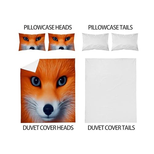 Housse de couette fox 260x220 animaux lit super king microfibre pour des nuits douces de garçon - 4