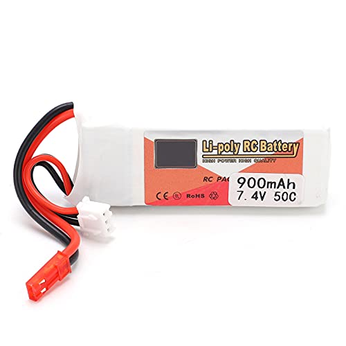 Dilwe Lipo Akku, 7,4V 900mAh 50C Li‑Polymer Lipo Akku JST Stecker für RC Cars Boote Helikopter