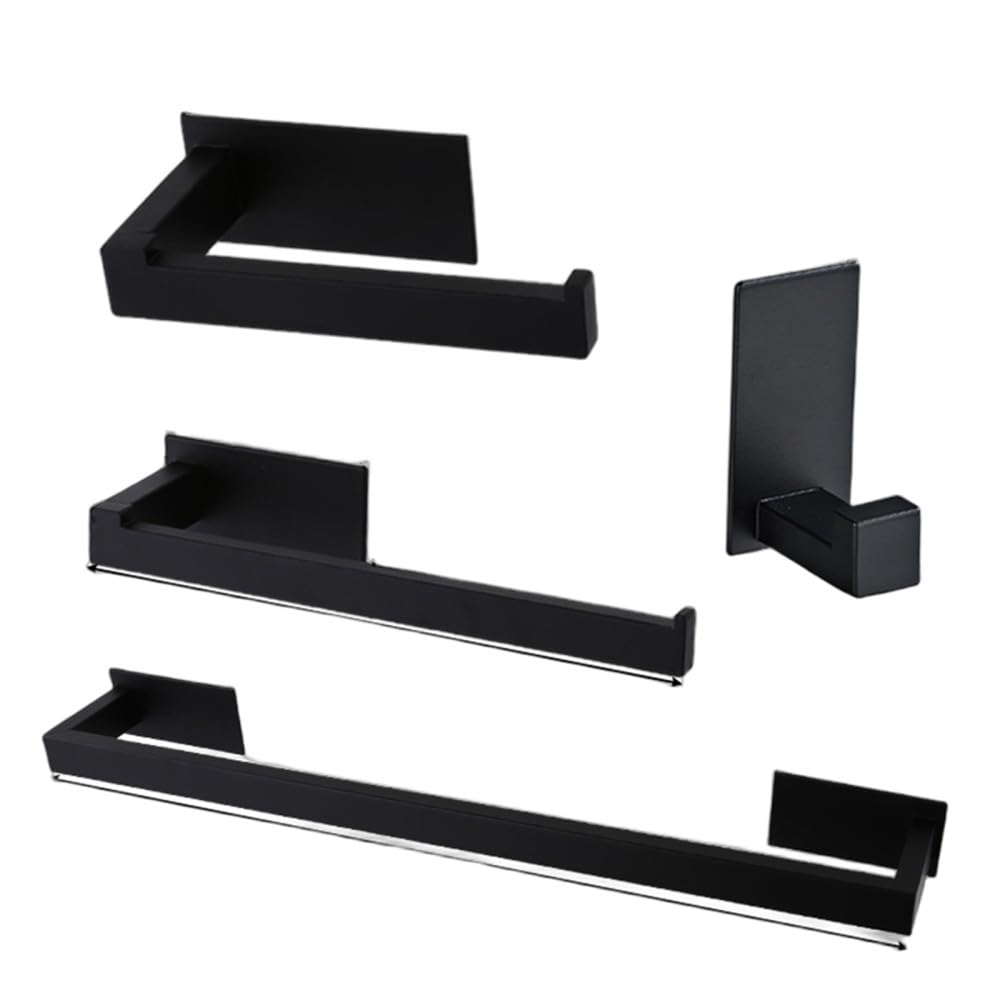 MIFANI Toallero Riel Negro Accesorios de baño Conjuntos Papel higiénico Portarrollos de Papel Toallero Barra Anillo de riel Bata Gancho for Ropa Hardware, A Hook (Color : 4 Piece)