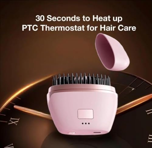 Image of Mini Hair Straightener,Cordless Hair Straightener Brush, Portable Straightening Brushhot Comb Hair Straightener For Women,Three Temperature Adjustments Flat Iron For Travel, Multicolour. (Pink)