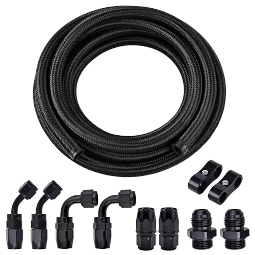 EVIL ENERGY 6AN Fuel Line Kit 6AN Hose Nylon Braided Fuel Line Hose Fitting Kit With 10PCS Swivel Hose Fitting Adapter CPE 10FT