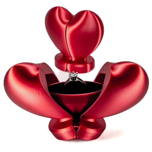 VARLIKIYAZ Engagement Ring Box for Proposal or Wedding Ceremony - Romantic Ring Gift Box -Promise Jewelry Holder - Ring Bearer Box -See“Custom”Variation for Name & Slot 1,2 or 3 (Burgundy)