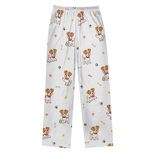 Jack Russell Dog Boys Pants Boys Athletic Pants Long Pant for Boy with Pockets Wide-Leg Size 6-14Y2