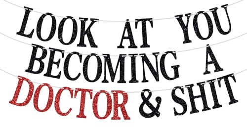 Look at You Becoming A Doctor �o�i�[ Congrats Doctor/Phd 2024 Medical School College ���ƃp�[�e�B�[�f�R���[�V�����p�i ���ƐԂ̃O���b�^�[