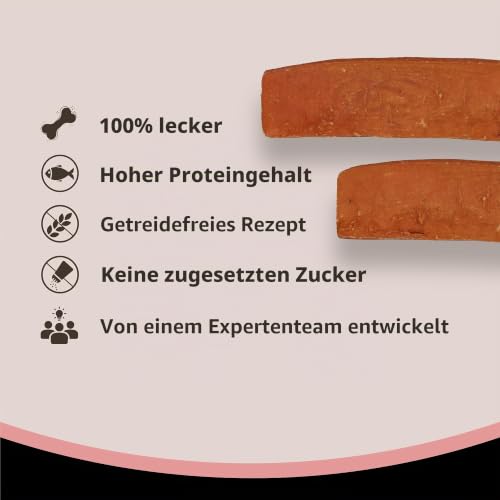 Rosewood Salmon Fillet Strips Large – Weicher Hundesnack mit 97 Prozent Lachs, proteinreich und fettarm, ohne Getreide, ohne künstliche Zusatzstoffe, 150 g