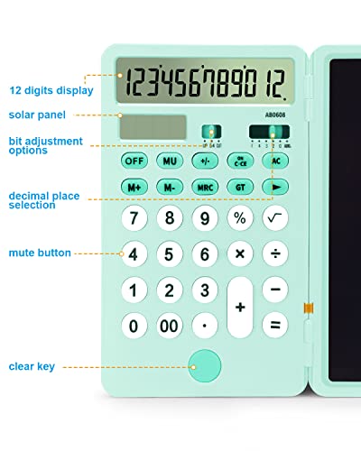 Aucanla Calculator With Notepad,12-Digit Large Display Desk Calculator,Rechargeable And Solar Basic Calculator For Office,School And Business #TOP3