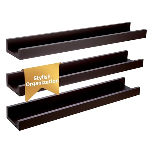 Kiera Grace Floating Shelves for Wall, Engineered Wood Picture Frame Wall Shelves, Easy to Assemble Display Shelves, Ideal for Home Decor, Pack of 3, 23