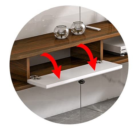 Soporte flotante para TV montado en la pared, consola de TV de madera maciza, diseño de ahorro de espacio, gran capacidad, perfecto para estantes del hogar y la oficina (tamaño: 140 cm, color: nogal
